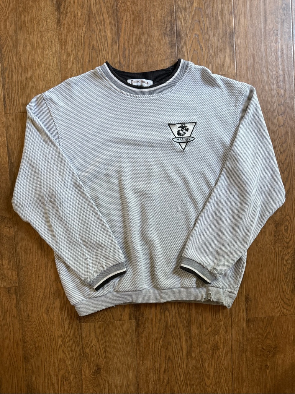 Vintage Marines Knit Crewneck Made In USA Great Distressing Size M